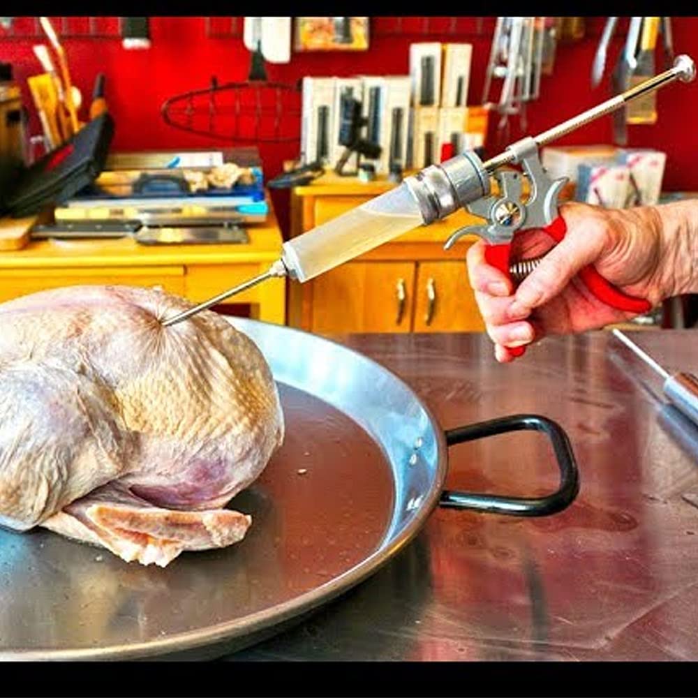 SpitJack Magnum Meat Injector Gun, Made in USA, 50ml BBQ Marinade Injector with 2 Stainless Steel Needles for Brisket, Pork Butt, Turkey and Smoked Meat