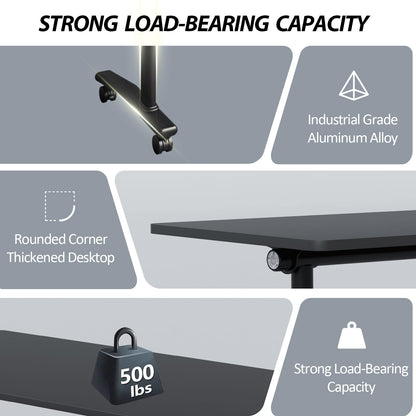 Conference Room Table with Wheels 6ft Folding Modular Large Black Conference Table Foldable Modern Rectangle Training Meeting Tables for Classroom Office(8, Black, D 55")