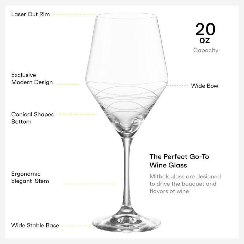 MITBAK Red Wine Glasses Set Of 4 | Chic Long Stem 20 Ounce Wine Glass Set Made From Crystal Clear Glass | Great Wine Gift For Wedding, Anniversary, Christmas, Birthday | Made In Europe