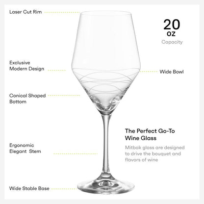 MITBAK Red Wine Glasses Set Of 4 | Chic Long Stem 20 Ounce Wine Glass Set Made From Crystal Clear Glass | Great Wine Gift For Wedding, Anniversary, Christmas, Birthday | Made In Europe