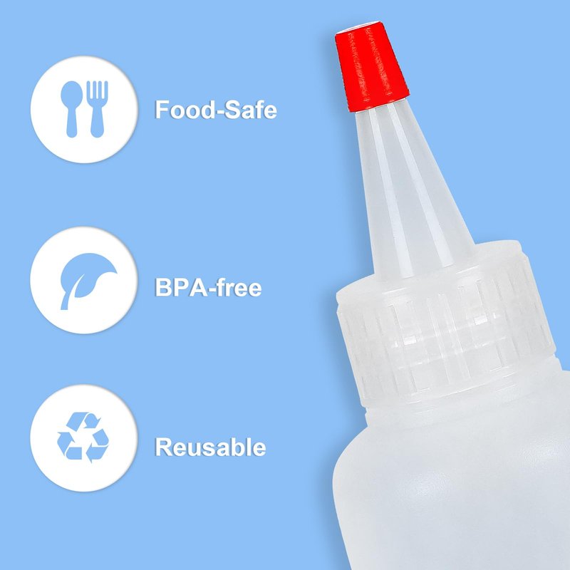 Ninsula 5Pcs Squeeze Bottles, 4 Oz Plastic Condiment Squeeze Bottles with Red Twist Top Cap, Empty Squeeze Bottles for Sauces, Ketchup, Mustard, Syrup, Oil, Dressings, Travel, Lab, and Crafts