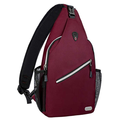 MOSISO Mini Sling Backpack,Small Hiking Daypack Travel Outdoor Casual Sports Bag, Wine Red