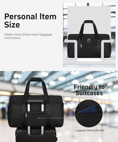 CLOKARS Travel Weekender Bags for Women: Overnight Bag with Shoe Compartment Large Travel Duffle Bag with Toiletry Bag Carry on Bag Personal Item Bag with Wet Pocket Hospital Bag for Women Black