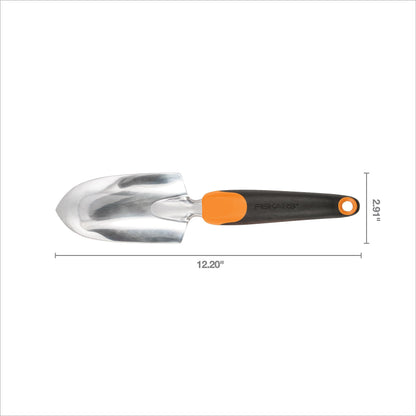 Fiskars Trowel, Heavy Duty Gardening Hand Tool with Hang Hole, For Digging and Planting, Rust Resistant Cast Aluminum, Ergonomic Handle and Comfort Grip, Gardening Tools for Yard