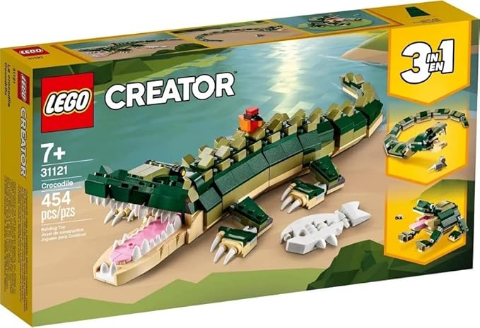 Lego Creator 3-in-1 Crocodile 31121 Building Toy Featuring Wild Animal Toys (454 Pieces)