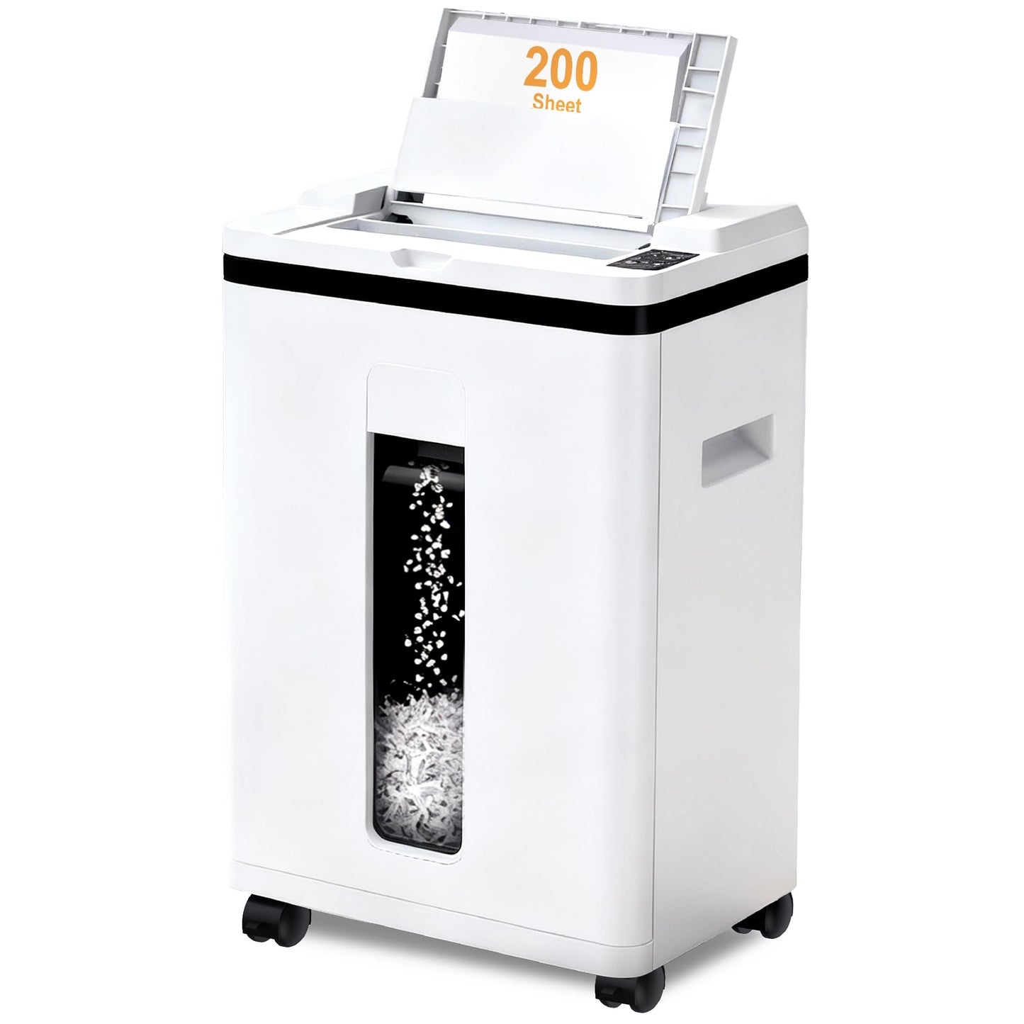 Boyuevi 200-Sheet Auto Feed Paper Shredder, Touchscreen Heavy Duty Shredders, 40 Min Non-Stop, P-5 Ultra Security Commercial Shredder for Home Office, Micro Cut with Wheels, 5.8 Gal Bin, <60 dB