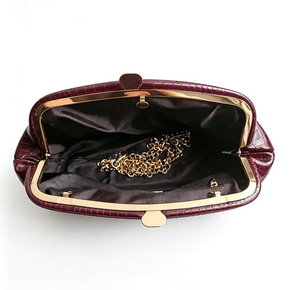 CUXVA Women's large Evening Bag Dumpling Clutch Purse Chain Strap Handbags Elegant Faux PU Leather Clutch Bag