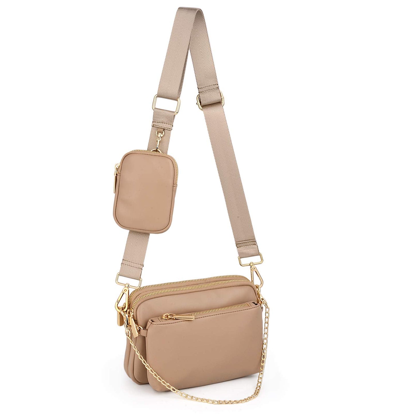UTO Small Crossbody Bags for Women 3 in 1 Trendy Belt Purse Fashion Designer Mini Cute Sling Fanny Chest Pack