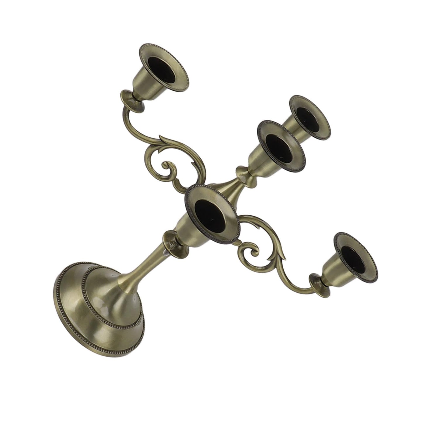 Pilipane 5 Arm Candlestick Holder Iron Retro Decorative Candle Holder Centerpiece for Home Church (Bronze)