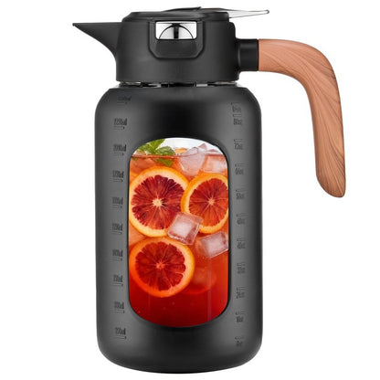 84 oz/2.5 Liter Glass Pitcher with Lid and Handle, Glass Carafe/Jug for Hot/Cold Water, Large Iced Tea Pitcher for Coffee, Juice and Homemade Beverage