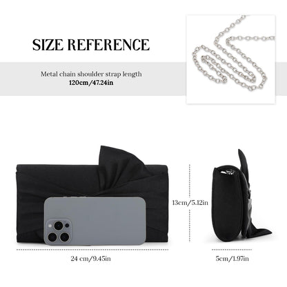 Fecialy Satin Clutch Purses for Women Bow Flap Evening Bag Formal Elegant Handbags for Bridal Wedding Party