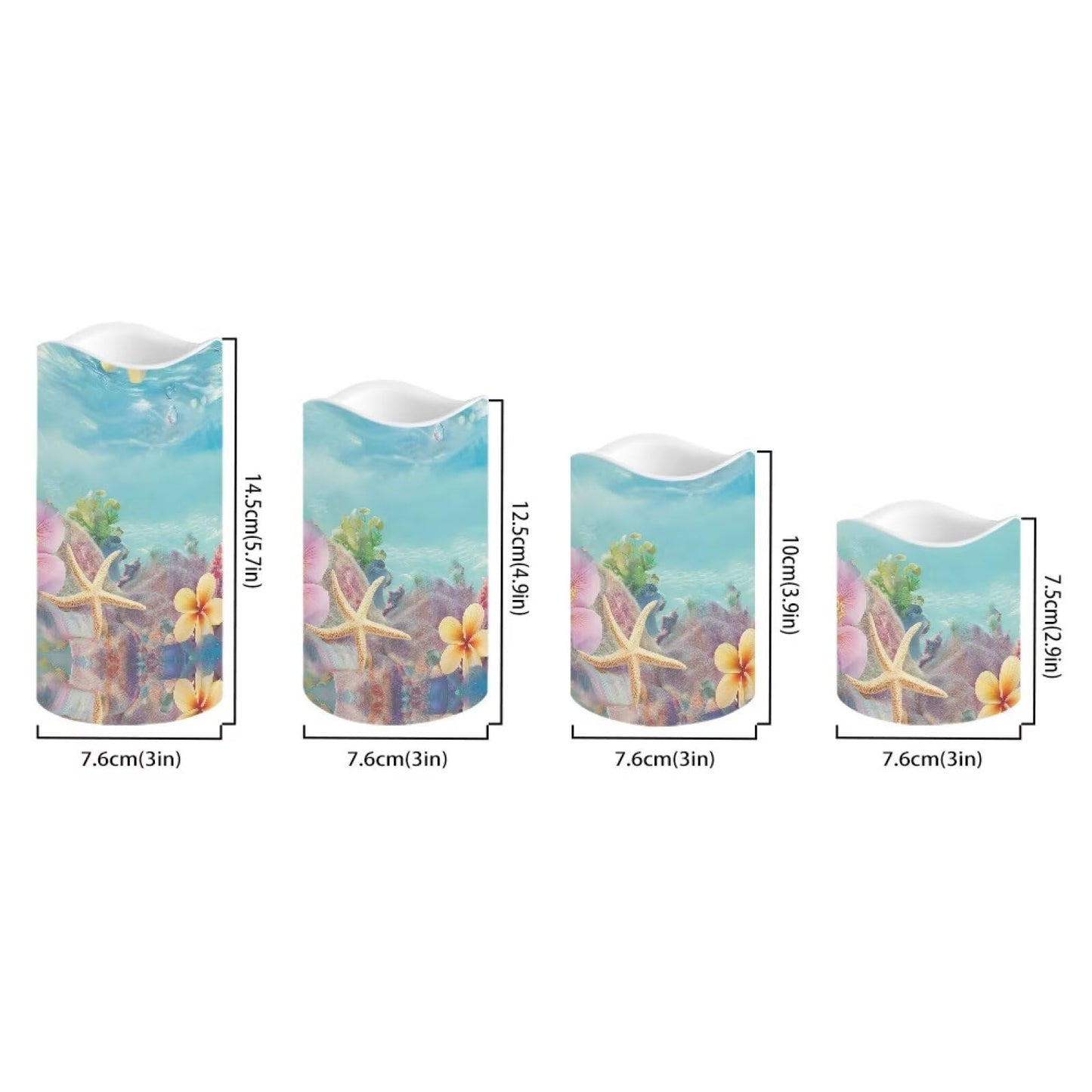 Cozeyat Coral Reef Flameless Candles Set of 4 Battery Powered with Remote Timer LED Candles Flickering Waterproof for Indoor Home Table Garden Beach