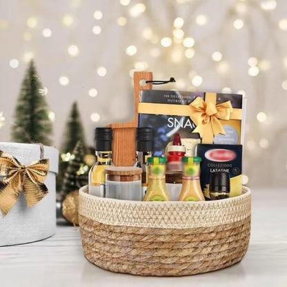 Round Rattan Baskets Set for Organizing Wicker Storage Basket for Fruit, Bread Serving Decorative Gift Baskets Empty, Countertop Baskets for Pantry and Bathroom
