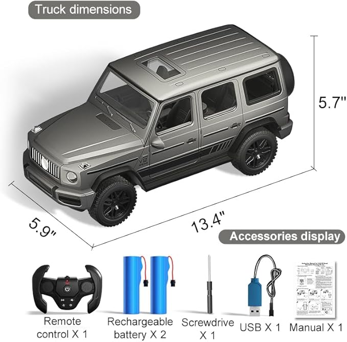 2.4G RC Cars for Kids 1:14 Remote Control Jeep Toy with LED Lights Gesture Sensing Open Doors Racing SUV Truck Off-Road All Terrain Crawler Vehicle Toy Birthday for Boys