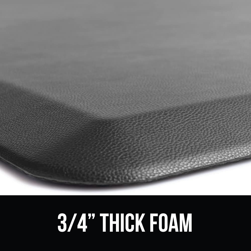 GORILLA GRIP Comfortable Cushioned Kitchen Mats for Floor, 58x20, Waterproof and Stain Resistant Soft Top, 3/4 Inch Thick Ergonomic Standing Desk Anti Fatigue Mat, Foam Supports Ankles and Feet, Grey
