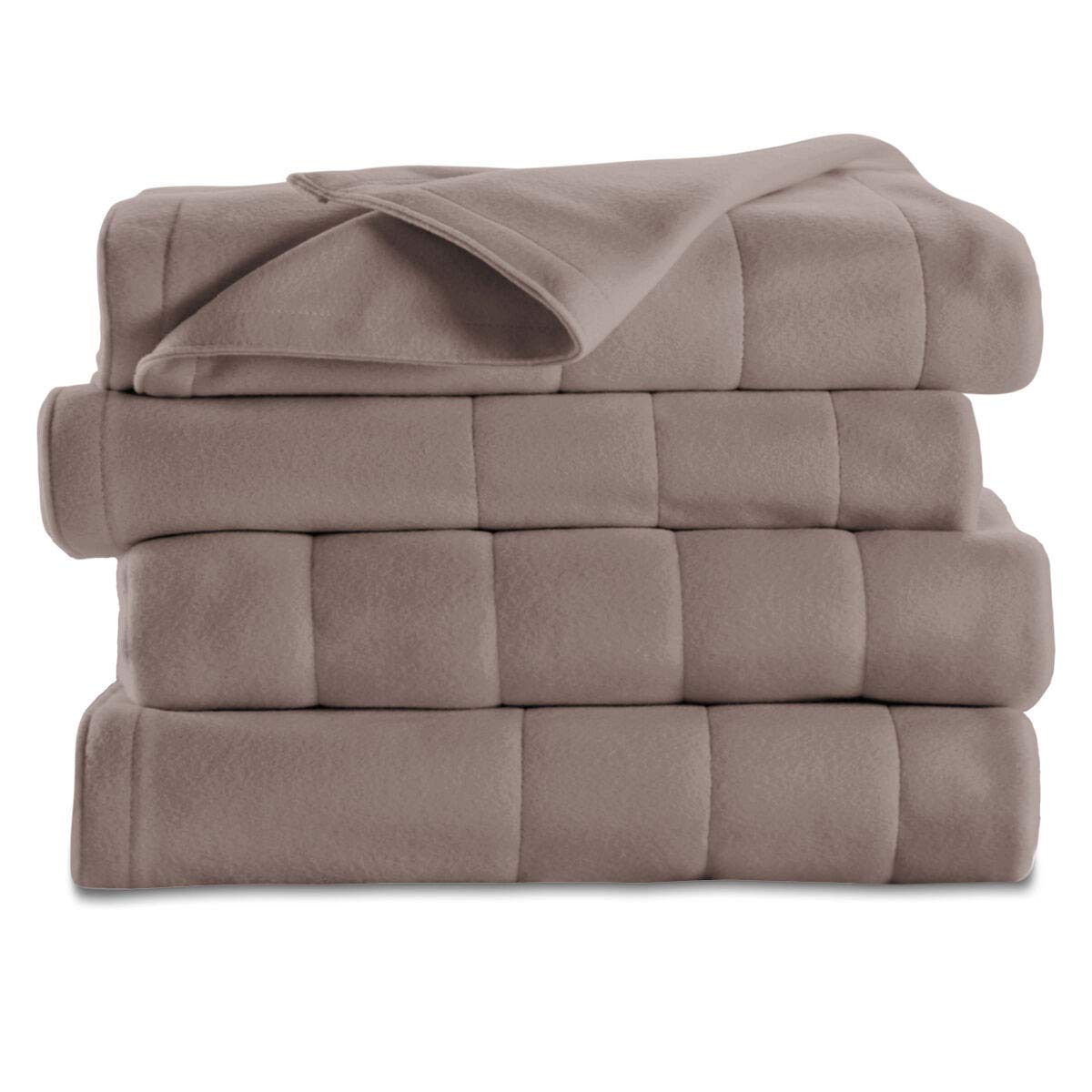 Sunbeam Royal Ultra Fleece Heated Electric Blanket King Size, 90" x 100", 12 Heat Settings, 12-Hour Auto Shut-Off, Machine Washable, Pebble Beige