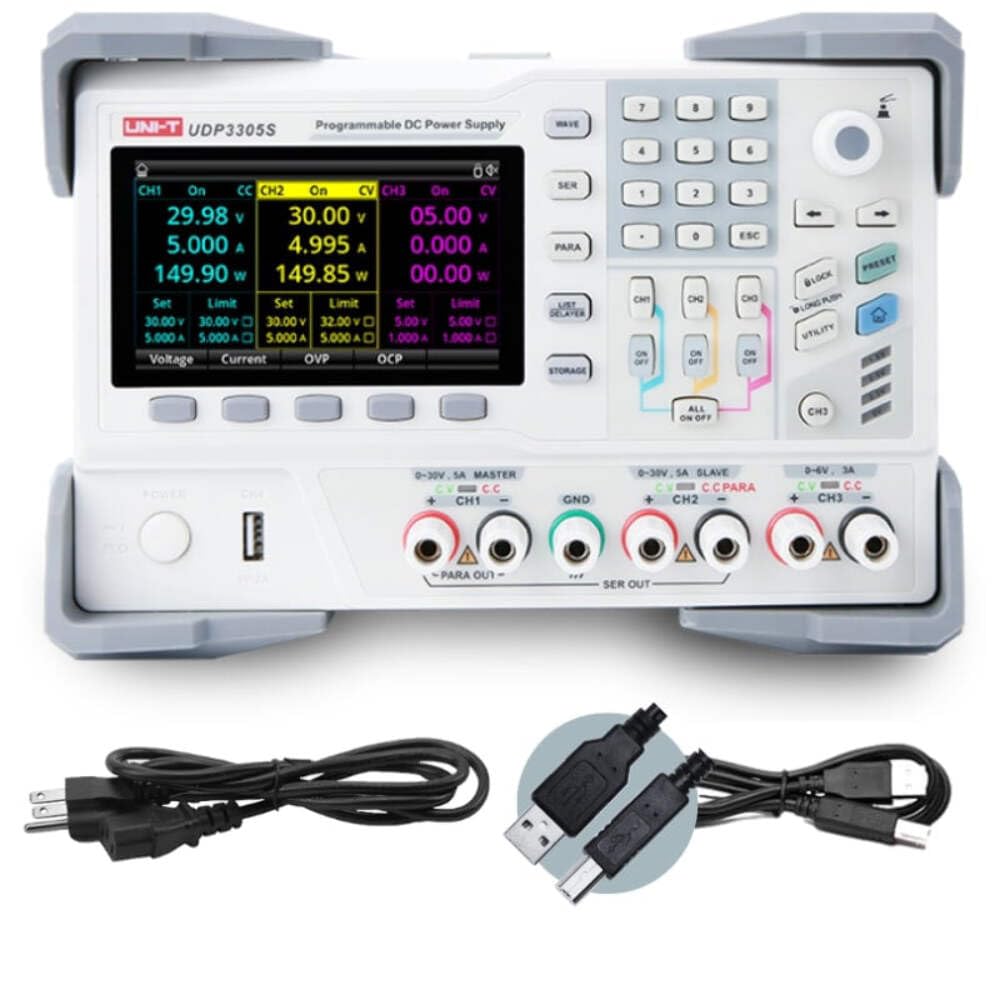 UNI-T UDP3305S Programmable Linear DC Laboratory Power Supply, 4 Channels, 328W, 1mV/1mA Resolution, Voltage Accuracy <0.03%+10mV, Current <0.2%+5mA