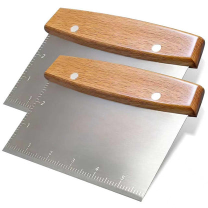 Vriysei Professional Dough Cutter & Bench Scraper - Ultimate Dough Scraper Tool with Stainless Steel Blade & Wood Handle (2)