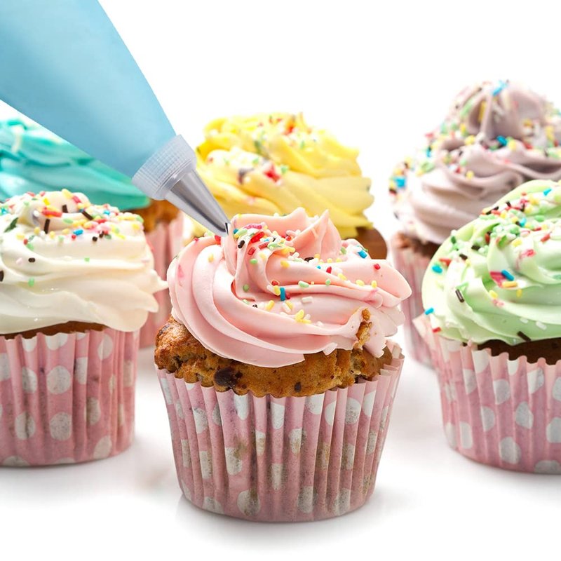 200Pcs Piping Bags and Tips Set, 12 Inch Pastry Bags, Cakes Decorating Kit Supplies, Icing Bags Disposable with 1 Reusable Piping Bags, 12 Frosting Tips, 2 Couplers, 2 Bag Ties
