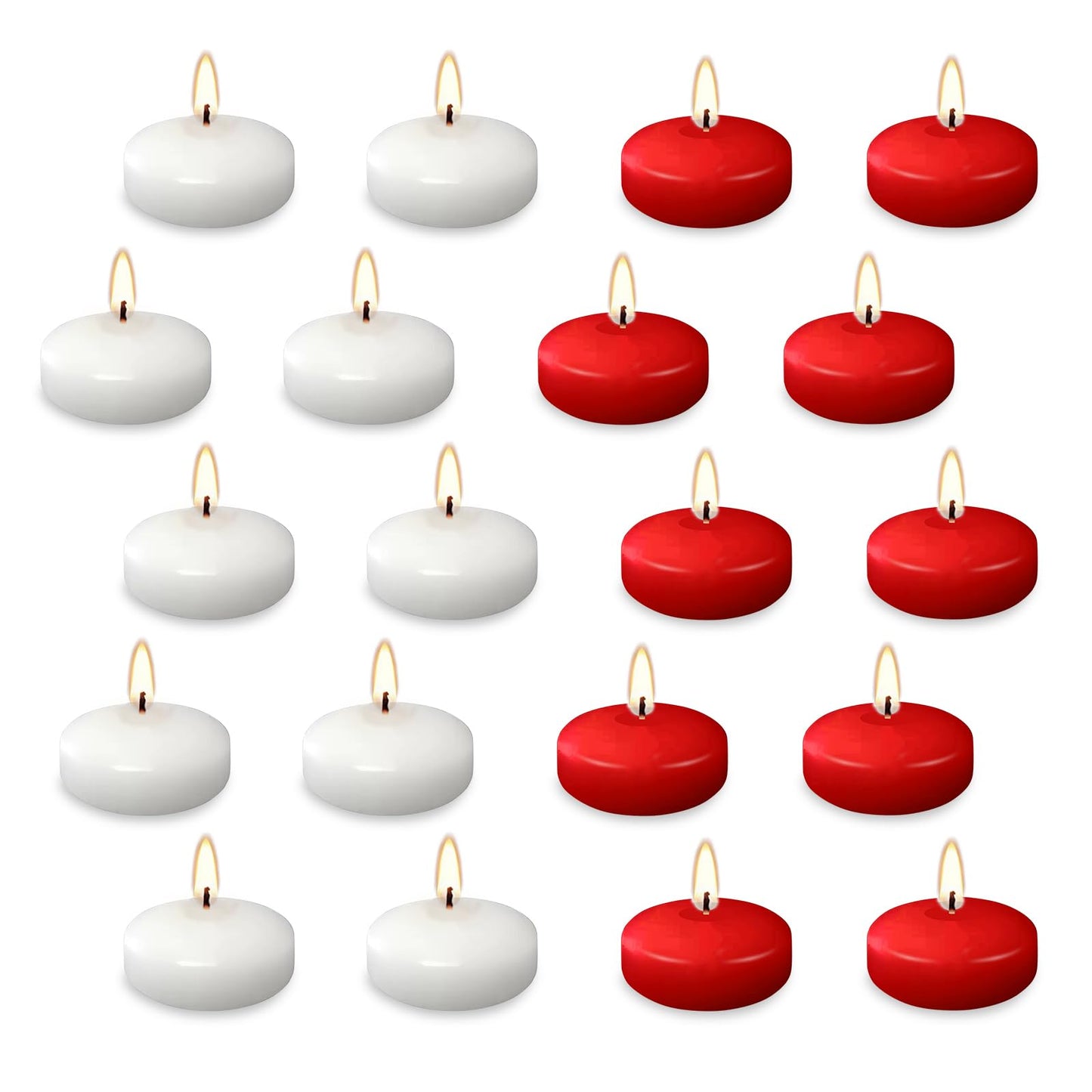 20 Pcs Floating Candles Centerpieces, 1.5 Inch Unscented Floating Candles, Warm Tealights Candles for Wedding, Night, Christmas, Valentine's Day,Home Decor and Party Decoration (Red+White (20pcs))
