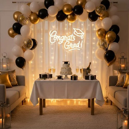 Congrats Grad Neon Sign with Graduation Cap, 16*11In Warm White Grad Light Up Led Sign for Class of 2026 Graduation Party Decorations Prom Celebration Gifts Kindergarten High School College Wall Decor