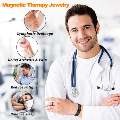 Cigmag 3X Magnetic Bracelets for Men Ultra Strength Magnets Upgrade Folding Clasp Titanium Bracelet & Copper Ring Adjustable with Sizing Tool (Black)