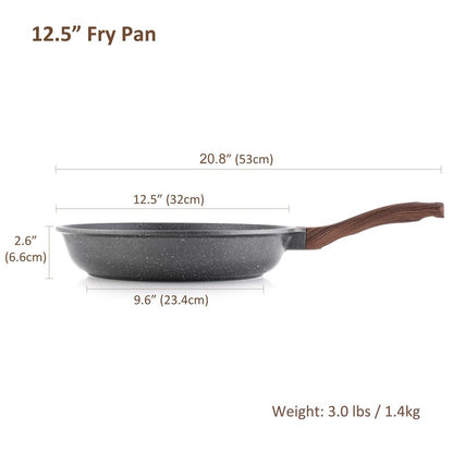 SENSARTE 12.5 Inch Nonstick Frying Pan Skillet, Swiss Granite Coating Omelette Pan, Healthy Stone Cookware, PFOA Free