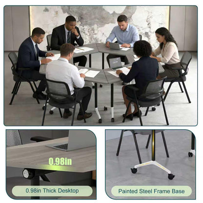 Modern Conference Table,47.2 Inch Meeting Seminar Table,Folding Conference Room Tables with Caster Wheels,Sturdy Mobile Training Table Business Boardroom Tables for 2-10 People,Support 550lbs (8P)