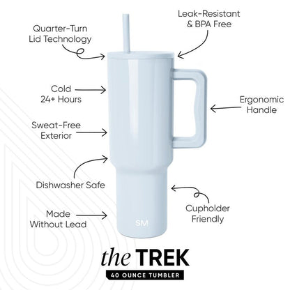 Simple Modern 40 oz Trek Tumbler with Handle and Straw Lid | Cup Holder Friendly Insulated Stainless Steel Travel Mug | Ice Melt