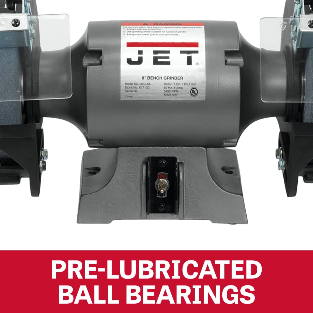 JET 8-Inch Bench Grinder, 3450 RPM, 1/2 HP, 120V 1Ph (Model JBG-8)