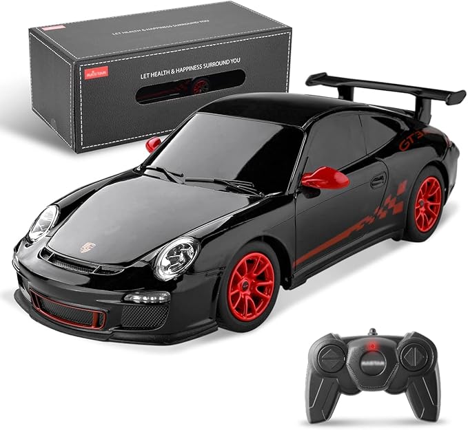 BEZGAR Porsche Remote Control Car - Officially Licensed Porsche 911 GT3 RS Toy Car 1:24 Porsche RC Car Model Vehicle Gift for BoysGirlsTeens and Adults (39900 Black)