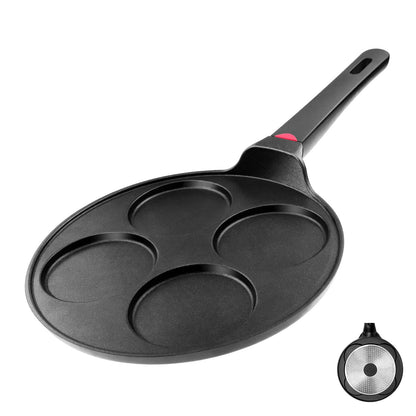 CAINFY Non Stick 11 Inch Granite Coated Crepe Pan - Lightweight 4.27 Quart Dosa Pan with Comfort Stay Cool Grip Handle - Induction Compatible PFOA Free Tortilla Cookware (Black)