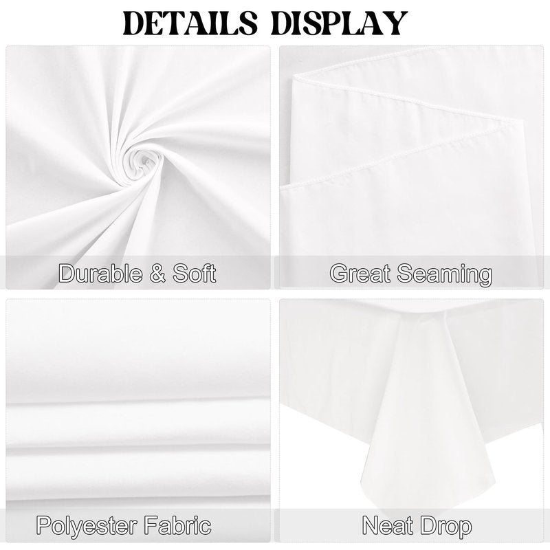 JALANCY 4 Pack Square Table Cloth 52x52 Inch White Tablecloth Machine Washable Fabric Polyester Table Cover for Dining, Buffet Parties, Picnic, Events, Weddings and Restaurants（White）