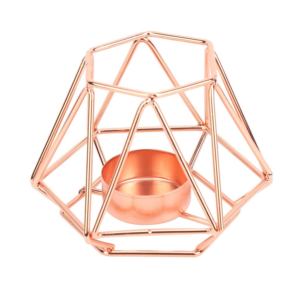 Geometric C and le Holder,Metal Nordic C and lestick,Centerpieces for Wedding, Home Decor Ceremony and Anniversary,C and lestick for Home Tabletop Art Deco(Rose Gold)