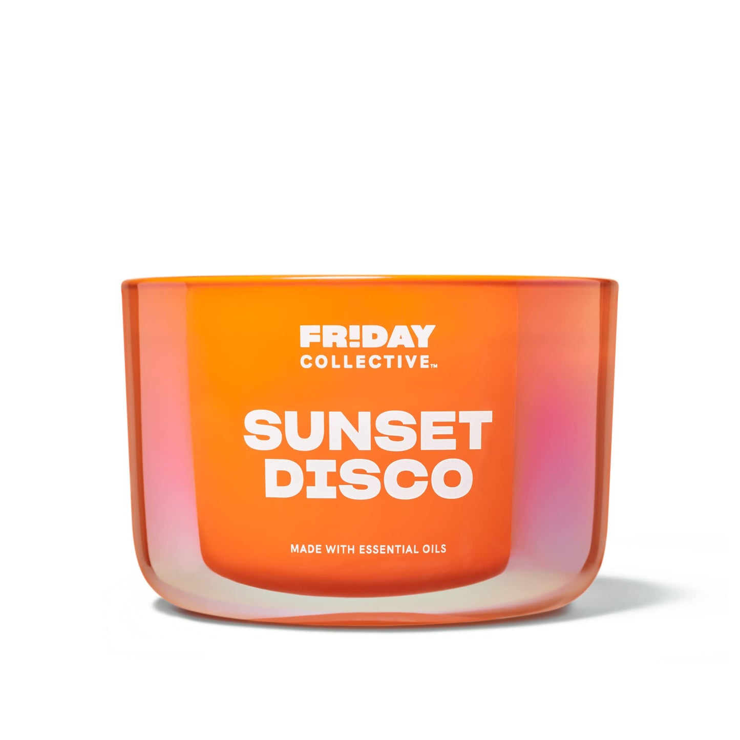 Friday Collective Sunset Disco Candle Citrus Scented Made with Essential Oils 3 Wicks 13.5 oz