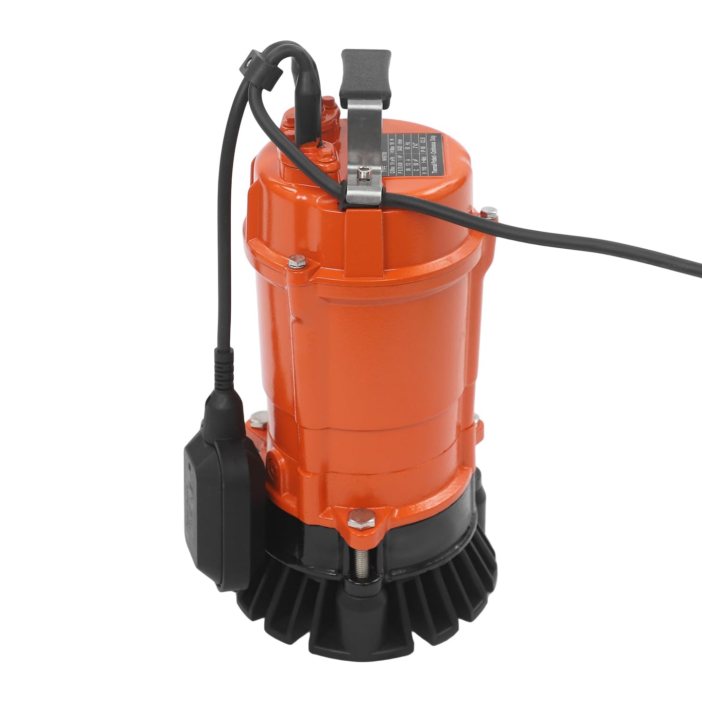Submersible Trash Pump 1HP, 5019 GPH Electric Sewage Pump with IP68 Waterproof, 59ft Max Head for Basement, Sump, Flood, Sludge & Garden Irrigation (Orange, 1HP)