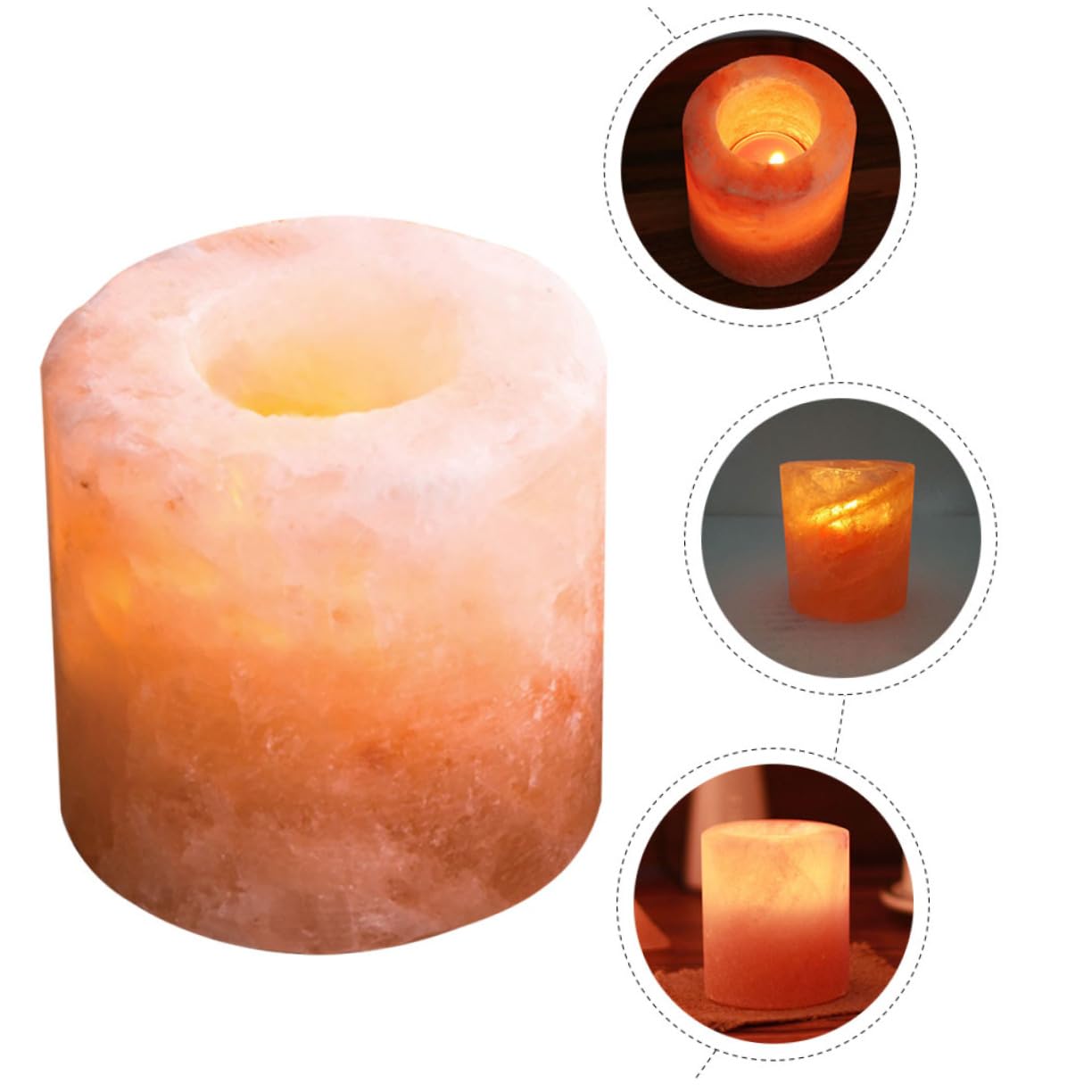 Amosfun 2pcs Himalayan Salt Candle Holder for Meditation Home Decor Elegant Table Ornament for Centerpieces Unique Temple Design