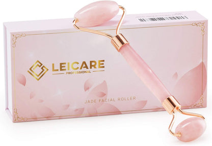 Jade Roller for Face - Rose Quartz Face Roller Skin Care - Stone Facial Roller, Face Massager for Women, Relieve Stress, Remove Wrinkles Eye Puffiness