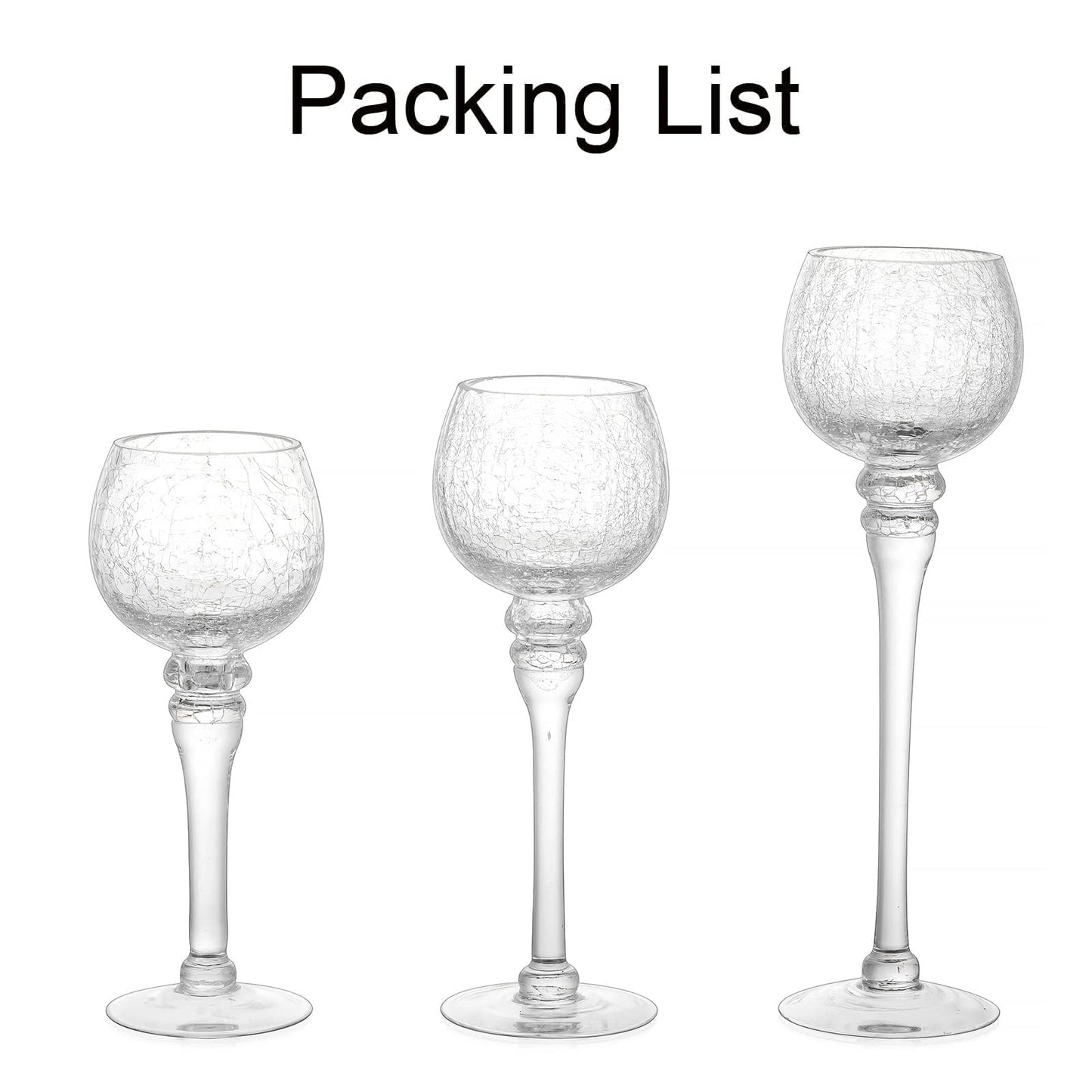 Inweder Glass Tealight Candle Holder: Clear Votive Holders 9/10/12 Inch Tall Long Setm Floating Candle Holders for Christmas Dining Table Centerpiece Wedding Party Set of 3