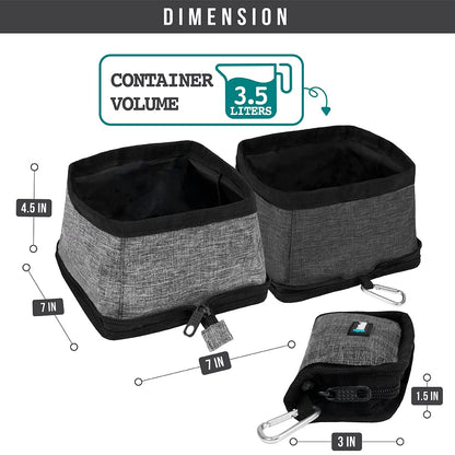 PetAmi Collapsible Dog Bowls 2 Pack, Food and Water Bowls Travel Set, Portable Pet Dish No Spill, Foldable Lightweight BPA Free Leakproof Bowls, Camping Hiking Walking Outdoor Gear Accessories, Black