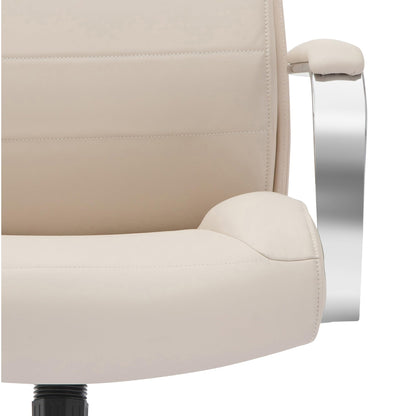 Realspace® Modern Comfort Modee Vegan Leather High-Back Executive Office Chair, Sand/Chrome, BIFMA Compliant