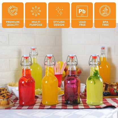 FastRack Swing Top Glass Bottles |33 oz – Pack of 12 | Clear Flip Top Glass Bottles for Home Brewing, Carbonated Drinks, Kombucha, Fermentation, Water | Food Grade – ECO Friendly