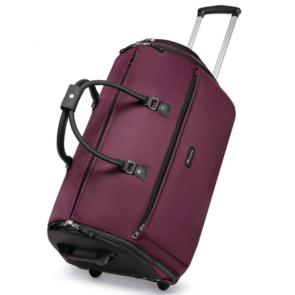 Modoker Rolling Garment Bags, Large Garment Duffle Bag with Wheels, 3 in 1 Garment Suit Luggage Bag for Women Men Business Travel Weekender, Red