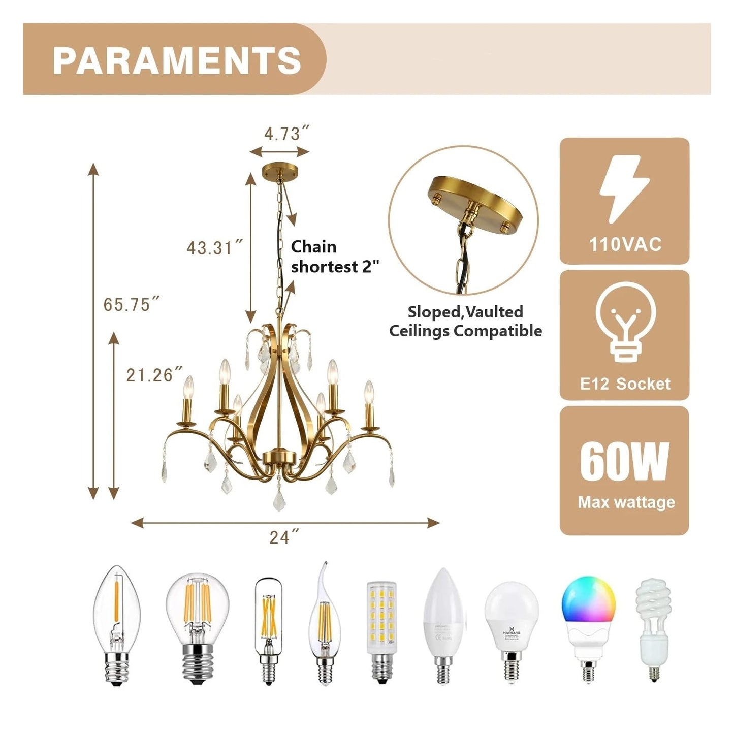 Modern Chandelier for Dining Room Living Room K9 Crystal Pendant Lighting Candle Chandeliers Home Decoration Light Fixtures,Comfortable Lighting