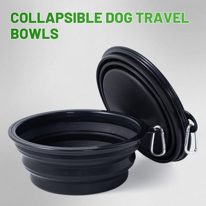 Dog Bowl Pet Collapsible Bowls, 2 Pack for Cats Dogs, Portable Pet Feeding Watering Dish for Walking Parking Traveling with 2 Carabiners (Small, Blue+Green)