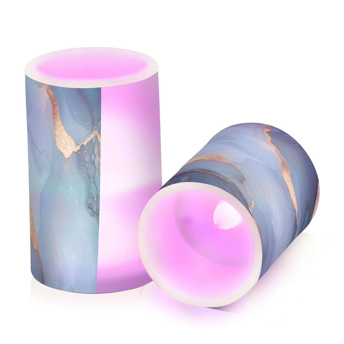 Zathe Flameless Candles Remote Led Candles for Home Decor Marble Grey Turquoise