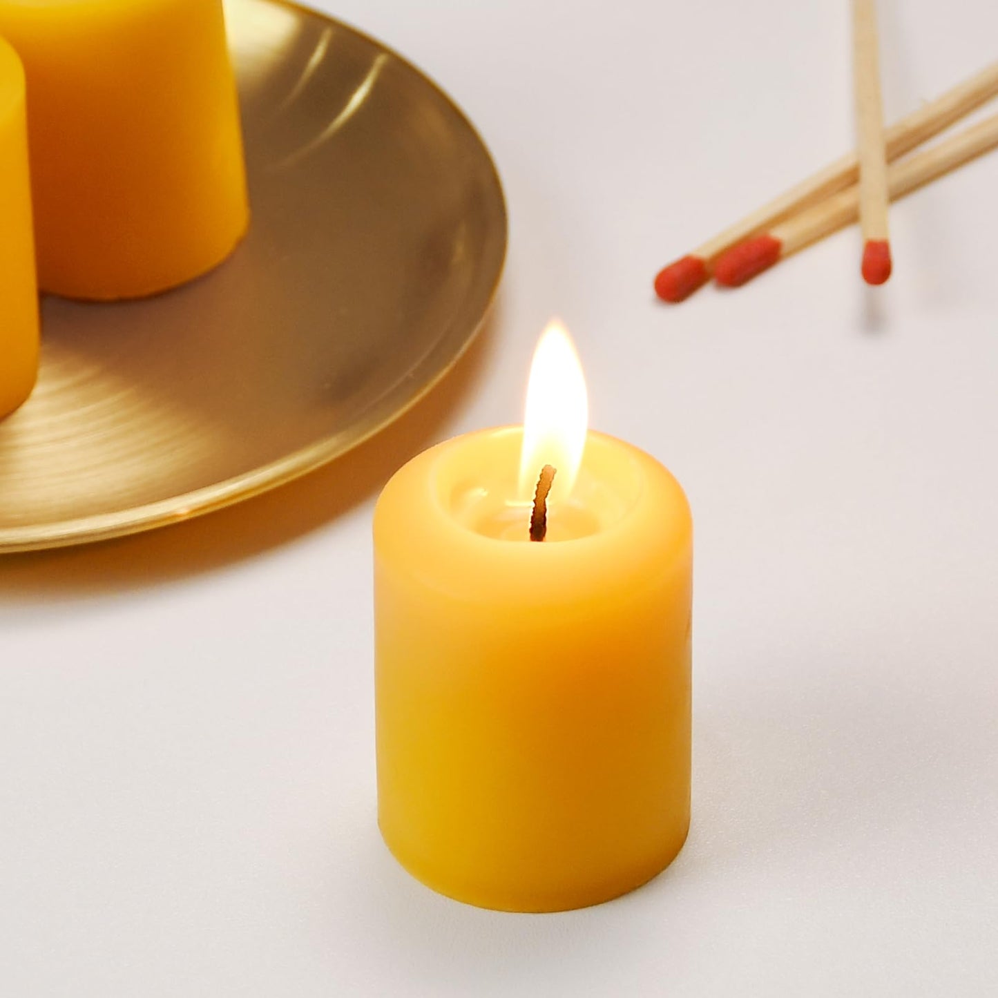 Beeswax Votive Candles-6 Pack Natural Small Votives Set for Home Room Decor Party Wedding Spa Gift