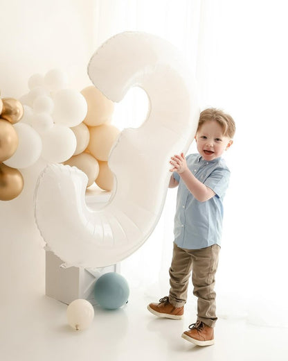 White 3 Balloon, Translucent Number Balloons 40 Inch, 3rd Birthday Decorations for Kids Girls Boys, Men Women White Party Supplies for Party Decorations, Number 3 Balloon
