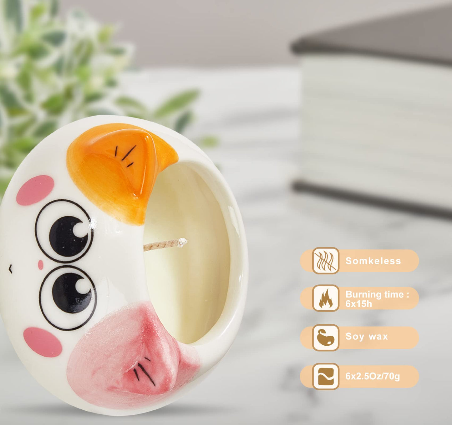 Kinforse Scented Candles Birthday Gifts for Women, Owl Gifts for Women, 6 Pack Novelty Owl Aromatherapy Candle Bulk Gift for Birthday Mother's Thanksgiving