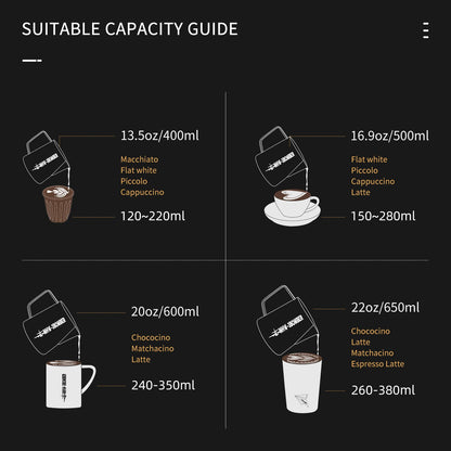 MHW-3BOMBER Latte Art Pitcher Stainless Steel Milk Frothing Pitcher Steamed Espresso Cup Barista Essentials (Cream White, 16.9oz/500ml) P5020W